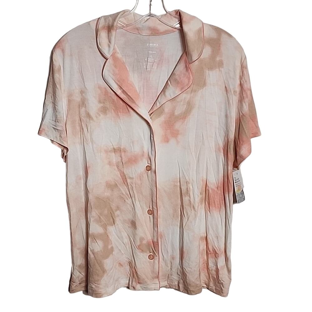 Sonoma Soft Pajama Top. Peach Pink Burnout, Large, NWT